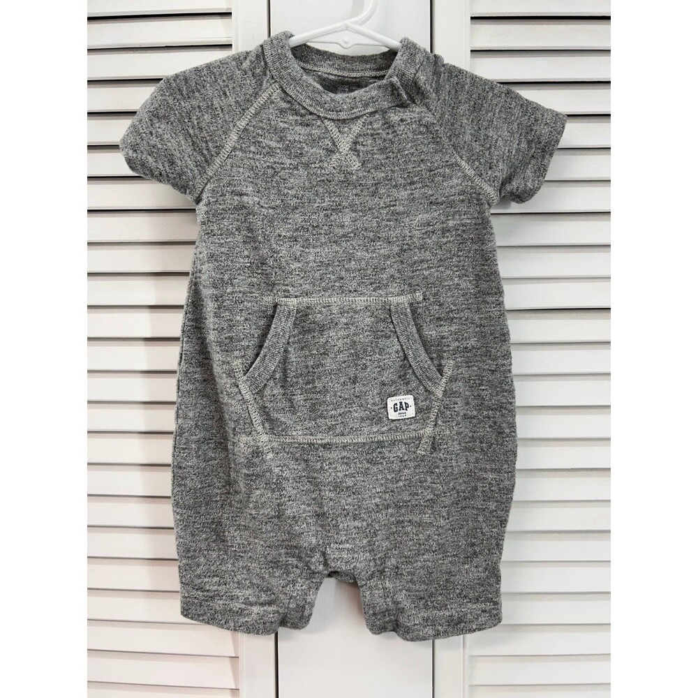 Gap size 12-18M grey Heather jersey short romper
